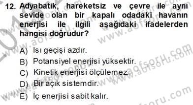 Enerji Analizi Dersi 2013 - 2014 Yılı (Final) Dönem Sonu Sınav Soruları 12. Soru