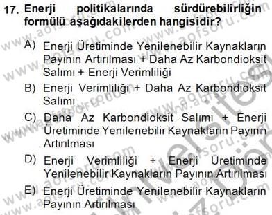 Enerji Analizi Dersi 2013 - 2014 Yılı (Final) Dönem Sonu Sınav Soruları 17. Soru