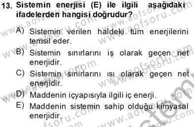 Enerji Analizi Dersi 2013 - 2014 Yılı Tek Ders Sınav Soruları 13. Soru