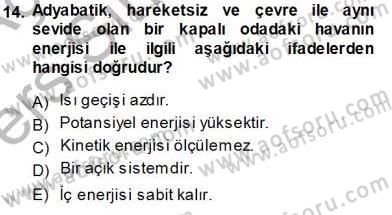 Enerji Analizi Dersi 2013 - 2014 Yılı Tek Ders Sınav Soruları 14. Soru