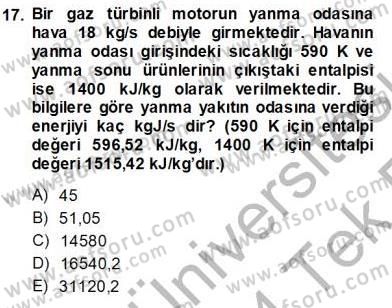 Enerji Analizi Dersi 2013 - 2014 Yılı Tek Ders Sınav Soruları 17. Soru