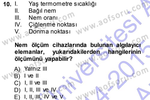 Enerji Analizi Dersi 2014 - 2015 Yılı (Vize) Ara Sınav Soruları 10. Soru