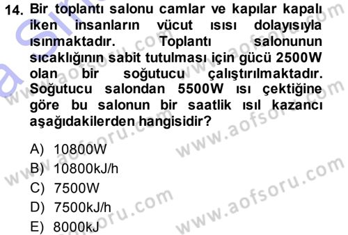 Enerji Analizi Dersi 2014 - 2015 Yılı (Vize) Ara Sınav Soruları 14. Soru