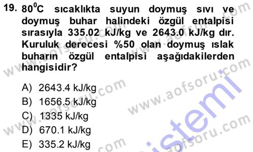Enerji Analizi Dersi 2014 - 2015 Yılı (Vize) Ara Sınav Soruları 19. Soru