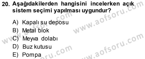 Enerji Analizi Dersi 2014 - 2015 Yılı (Vize) Ara Sınav Soruları 20. Soru