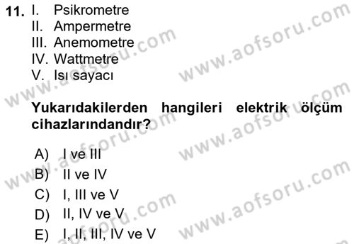 Enerji Analizi Dersi 2016 - 2017 Yılı (Vize) Ara Sınav Soruları 11. Soru