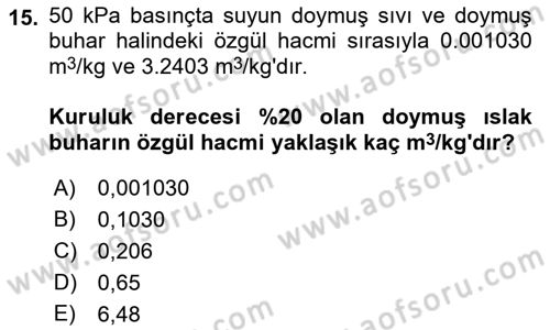 Enerji Analizi Dersi 2016 - 2017 Yılı (Vize) Ara Sınav Soruları 15. Soru