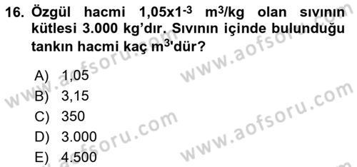 Enerji Analizi Dersi 2016 - 2017 Yılı (Vize) Ara Sınav Soruları 16. Soru