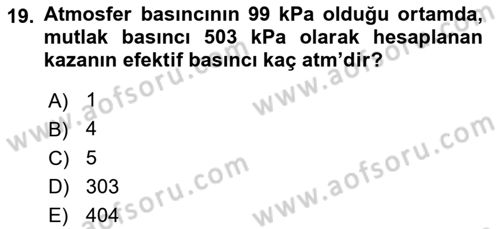 Enerji Analizi Dersi 2016 - 2017 Yılı (Vize) Ara Sınav Soruları 19. Soru