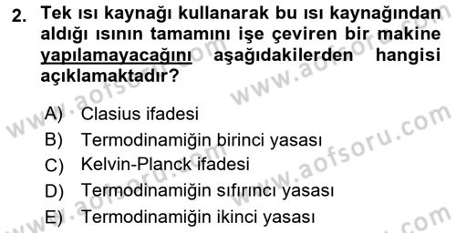 Enerji Analizi Dersi 2016 - 2017 Yılı (Vize) Ara Sınav Soruları 2. Soru