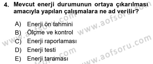 Enerji Analizi Dersi 2016 - 2017 Yılı (Vize) Ara Sınav Soruları 4. Soru