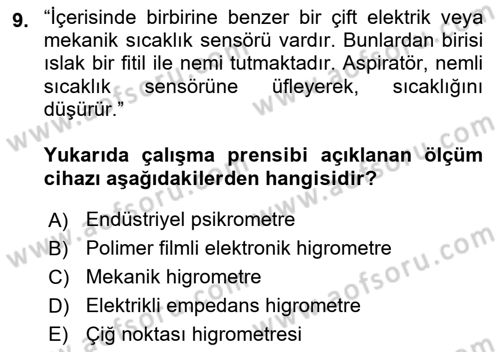Enerji Analizi Dersi 2016 - 2017 Yılı (Vize) Ara Sınav Soruları 9. Soru