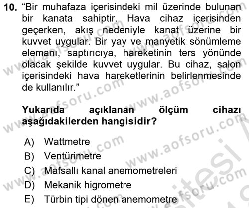 Enerji Analizi Dersi 2017 - 2018 Yılı (Vize) Ara Sınav Soruları 10. Soru