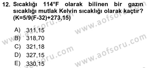 Enerji Analizi Dersi 2017 - 2018 Yılı (Vize) Ara Sınav Soruları 12. Soru