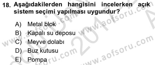 Enerji Analizi Dersi 2017 - 2018 Yılı (Vize) Ara Sınav Soruları 18. Soru