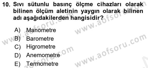 Enerji Analizi Dersi 2018 - 2019 Yılı (Vize) Ara Sınav Soruları 10. Soru