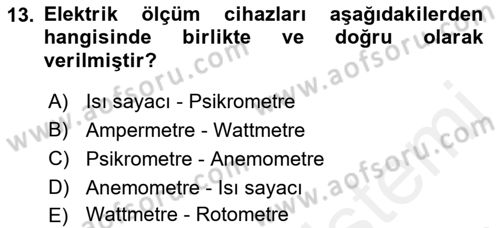 Enerji Analizi Dersi 2018 - 2019 Yılı (Vize) Ara Sınav Soruları 13. Soru