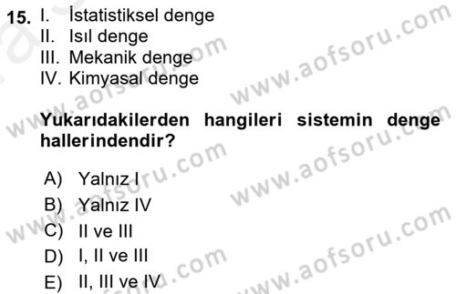 Enerji Analizi Dersi 2018 - 2019 Yılı (Vize) Ara Sınav Soruları 15. Soru