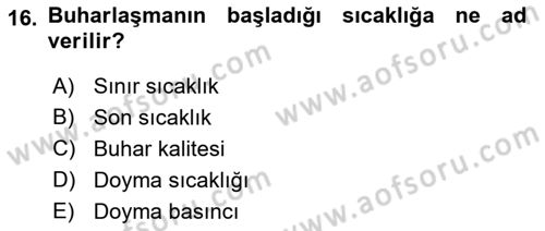 Enerji Analizi Dersi 2018 - 2019 Yılı (Vize) Ara Sınav Soruları 16. Soru