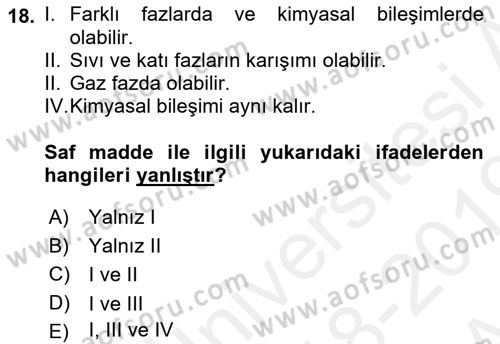 Enerji Analizi Dersi 2018 - 2019 Yılı (Vize) Ara Sınav Soruları 18. Soru