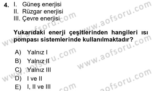 Enerji Analizi Dersi 2018 - 2019 Yılı (Vize) Ara Sınav Soruları 4. Soru