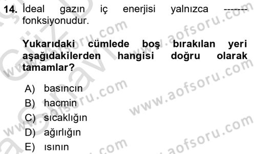 Enerji Analizi Dersi 2019 - 2020 Yılı (Vize) Ara Sınav Soruları 14. Soru