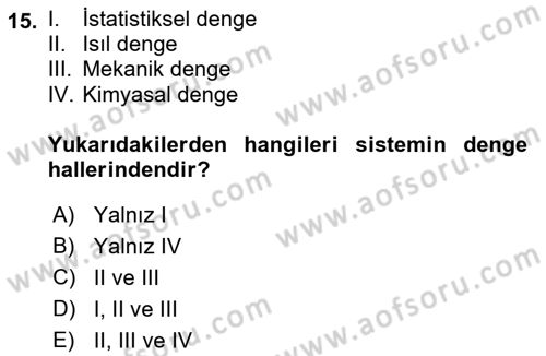 Enerji Analizi Dersi 2019 - 2020 Yılı (Vize) Ara Sınav Soruları 15. Soru