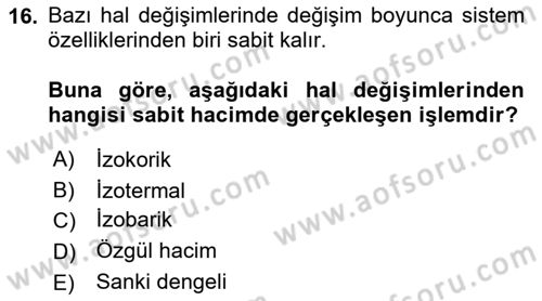 Enerji Analizi Dersi 2019 - 2020 Yılı (Vize) Ara Sınav Soruları 16. Soru