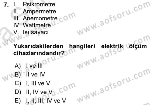 Enerji Analizi Dersi 2019 - 2020 Yılı (Vize) Ara Sınav Soruları 7. Soru