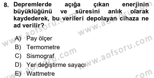 Enerji Analizi Dersi 2019 - 2020 Yılı (Vize) Ara Sınav Soruları 8. Soru