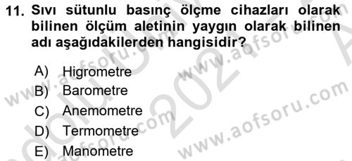 Enerji Analizi Dersi 2021 - 2022 Yılı (Vize) Ara Sınav Soruları 11. Soru