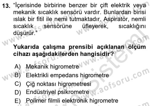 Enerji Analizi Dersi 2021 - 2022 Yılı (Vize) Ara Sınav Soruları 13. Soru