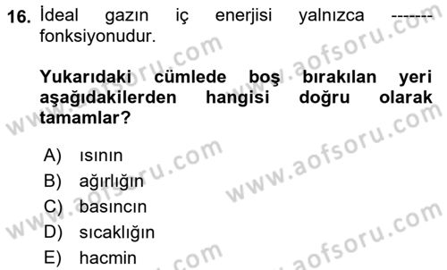 Enerji Analizi Dersi 2021 - 2022 Yılı (Vize) Ara Sınav Soruları 16. Soru