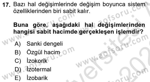 Enerji Analizi Dersi 2021 - 2022 Yılı (Vize) Ara Sınavı 17. Soru