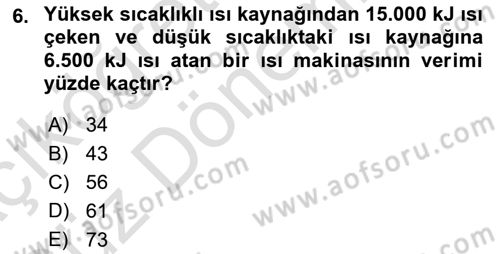 Enerji Analizi Dersi 2021 - 2022 Yılı (Vize) Ara Sınavı 6. Soru