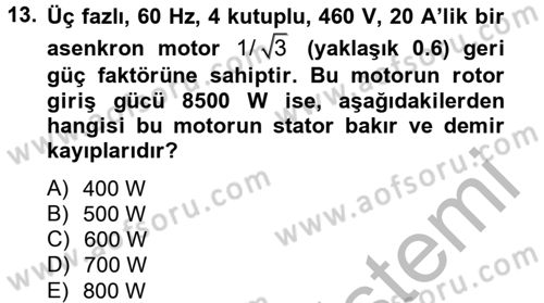 Elektromekanik Kumanda Sistemleri Dersi 2012 - 2013 Yılı (Vize) Ara Sınav Soruları 13. Soru