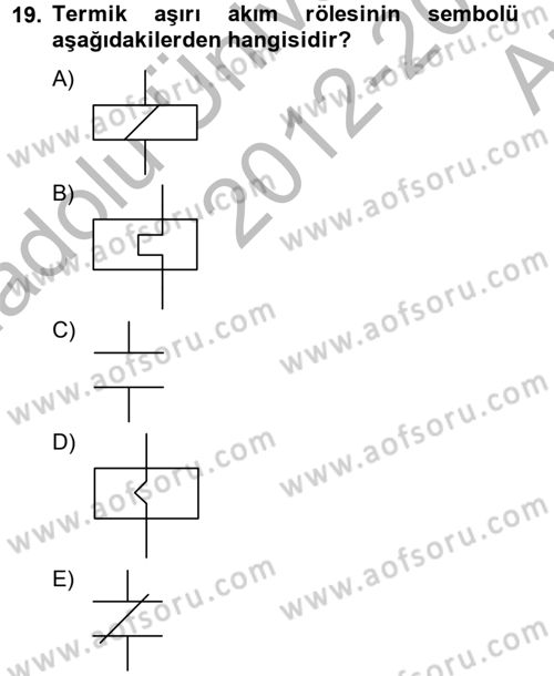 Elektromekanik Kumanda Sistemleri Dersi 2012 - 2013 Yılı (Vize) Ara Sınav Soruları 19. Soru