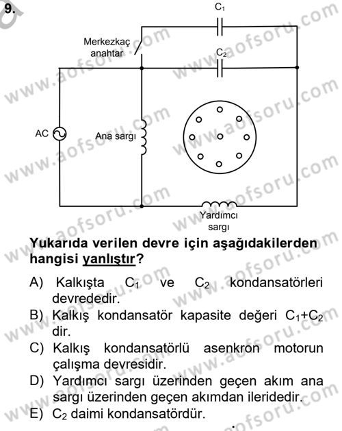 Elektromekanik Kumanda Sistemleri Dersi 2012 - 2013 Yılı (Vize) Ara Sınav Soruları 9. Soru