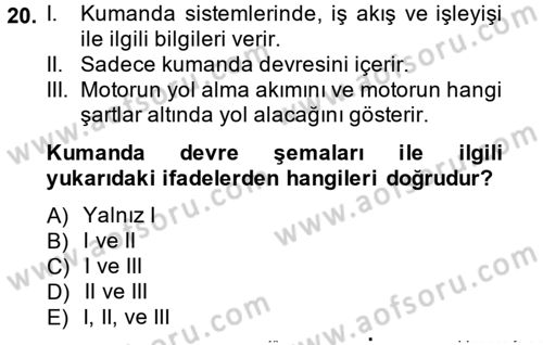 Elektromekanik Kumanda Sistemleri Dersi 2013 - 2014 Yılı (Vize) Ara Sınav Soruları 20. Soru