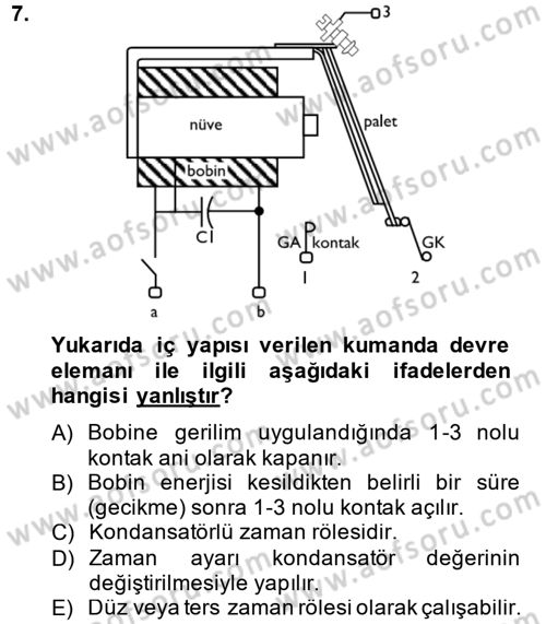 Elektromekanik Kumanda Sistemleri Dersi 2013 - 2014 Yılı (Vize) Ara Sınav Soruları 7. Soru