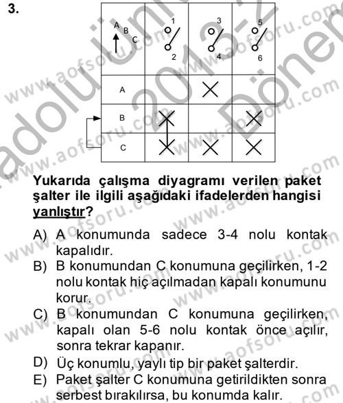Elektromekanik Kumanda Sistemleri Dersi 2013 - 2014 Yılı (Final) Dönem Sonu Sınav Soruları 3. Soru