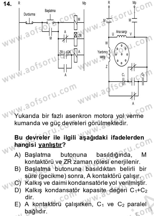 Elektromekanik Kumanda Sistemleri Dersi 2013 - 2014 Yılı Tek Ders Sınav Soruları 14. Soru