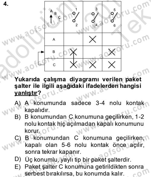 Elektromekanik Kumanda Sistemleri Dersi 2013 - 2014 Yılı Tek Ders Sınavı 4. Soru