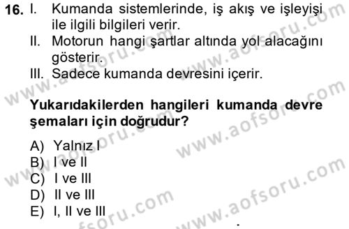 Elektromekanik Kumanda Sistemleri Dersi 2014 - 2015 Yılı (Vize) Ara Sınav Soruları 16. Soru
