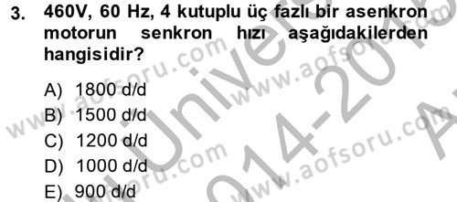 Elektromekanik Kumanda Sistemleri Dersi 2014 - 2015 Yılı (Vize) Ara Sınav Soruları 3. Soru