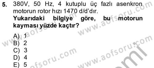 Elektromekanik Kumanda Sistemleri Dersi 2014 - 2015 Yılı (Vize) Ara Sınav Soruları 5. Soru