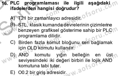 Elektromekanik Kumanda Sistemleri Dersi 2014 - 2015 Yılı (Final) Dönem Sonu Sınav Soruları 16. Soru