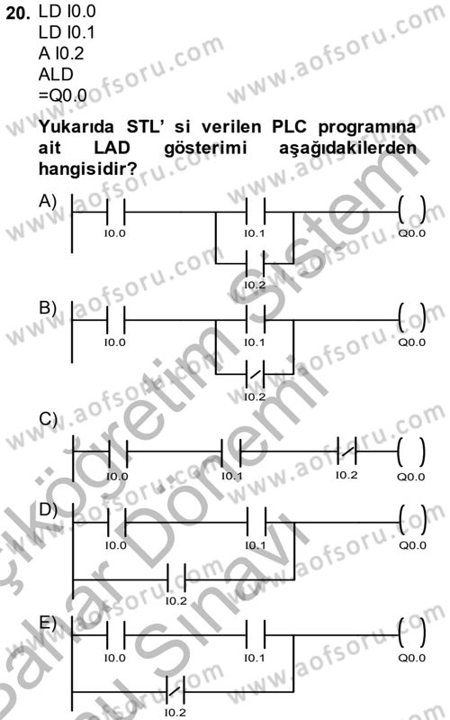Elektromekanik Kumanda Sistemleri Dersi 2014 - 2015 Yılı (Final) Dönem Sonu Sınav Soruları 20. Soru
