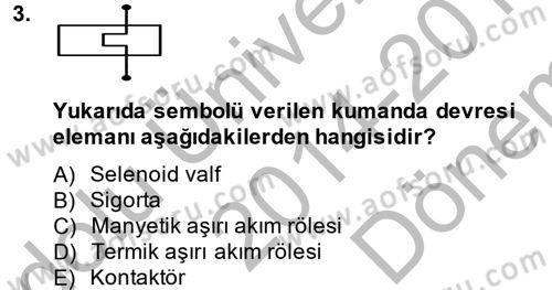 Elektromekanik Kumanda Sistemleri Dersi 2014 - 2015 Yılı (Final) Dönem Sonu Sınav Soruları 3. Soru