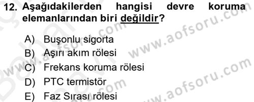 Elektromekanik Kumanda Sistemleri Dersi 2015 - 2016 Yılı (Vize) Ara Sınav Soruları 12. Soru